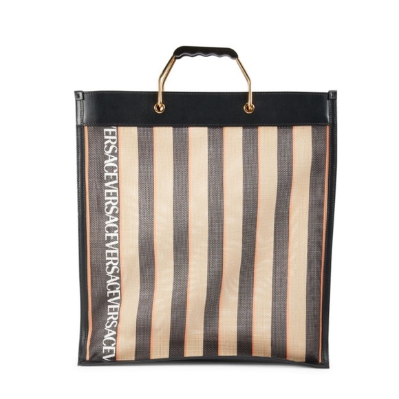 Versace unisex mesh penguin logo monogram top handle tote bag NEW - Picture 2 of 10